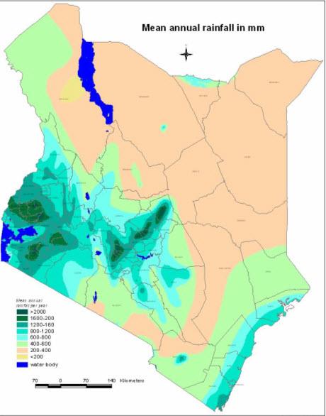 Mean annual rainfall (mm) Kenya Soil Survey, October 2009 