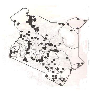 Distribution of Acacia senegal in Kenya