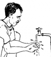 Hand washing with soap and water